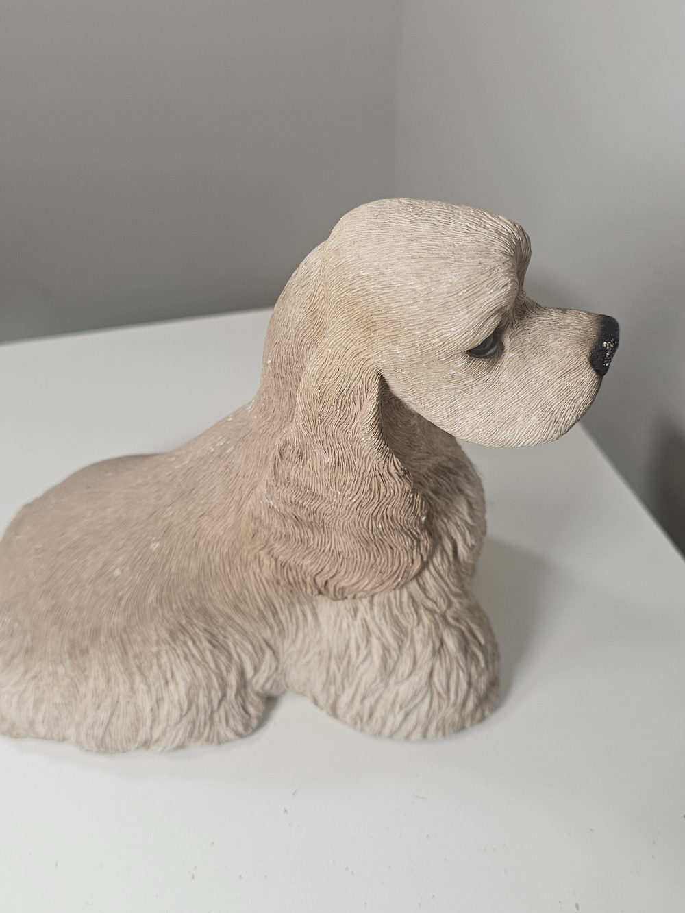 VINTAGE Sandicast COCKER SPANIEL Dog Buff Sandra Brue HEAVY Sculpture 8” Signed